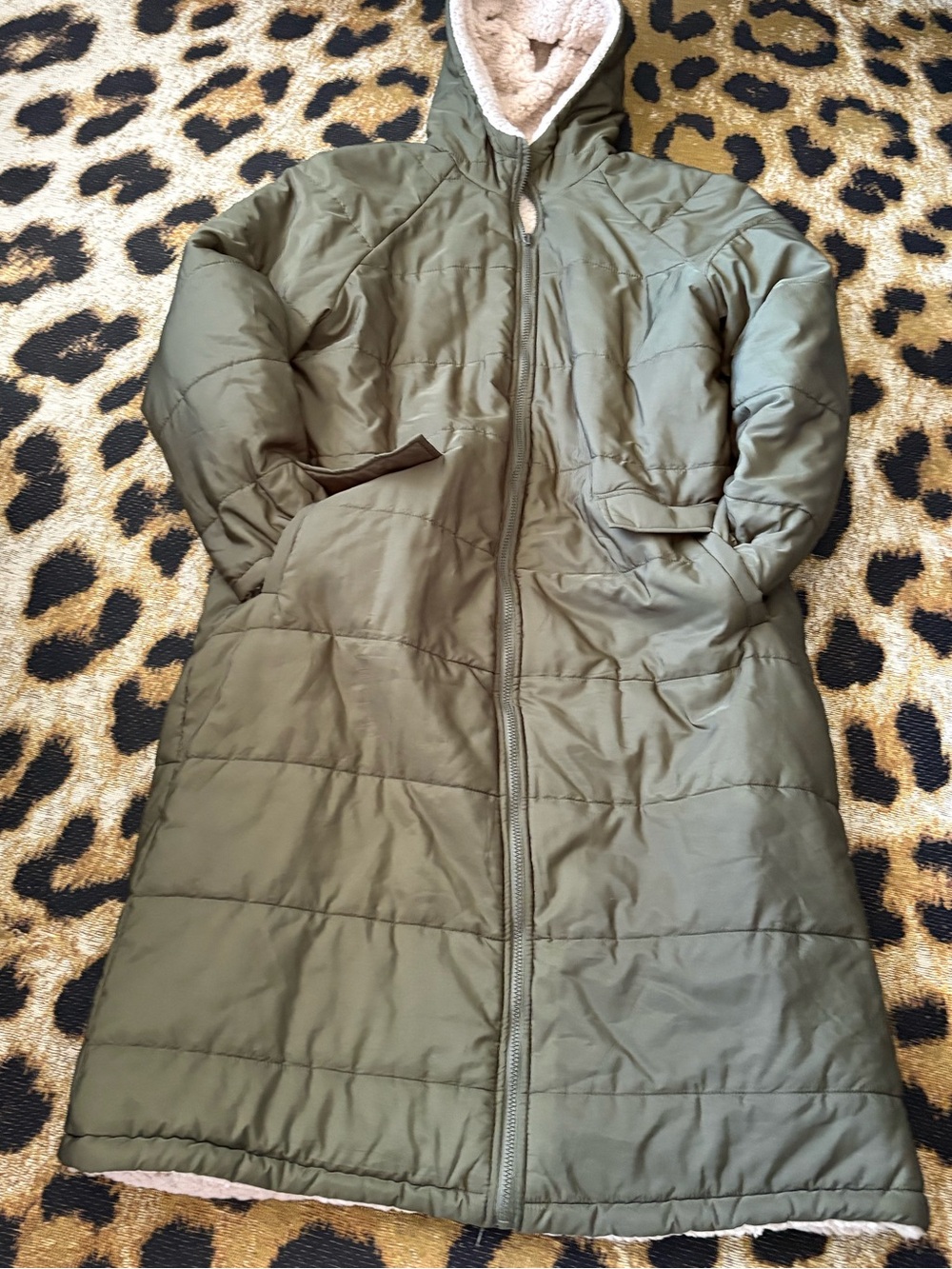 UNBRANDED nylon puffy coat, Sherpa fleece lined 2XL